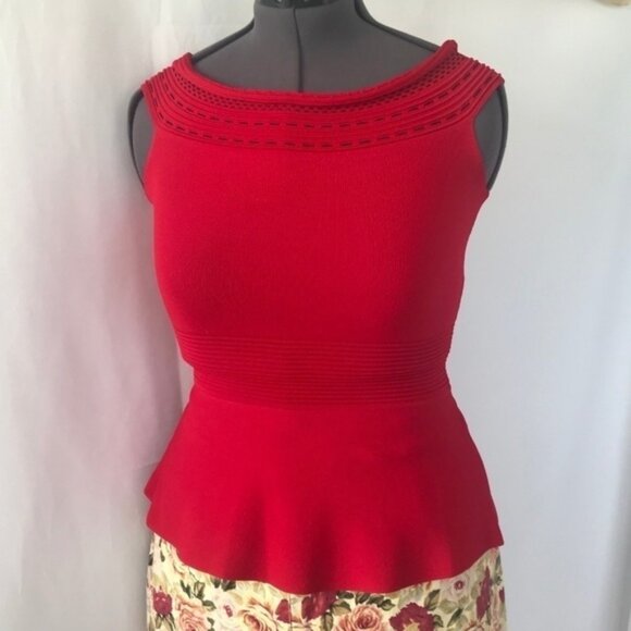 💜Eva Mendes New York & Co Red Peplum Sleeve… - Picture 1 of 5